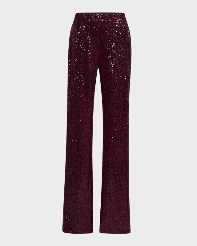 Straight-Leg Sequin Pants